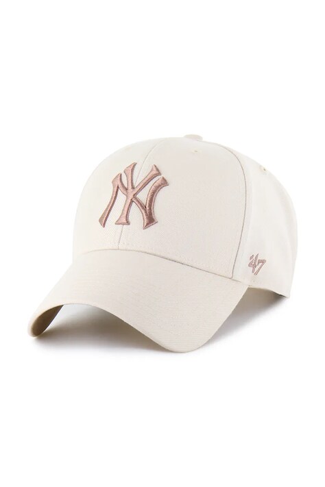 47 brand czapka z daszkiem z dodatkiem wełny MLB New York Yankees kolor beżowy B-BLPMS17WBP-NTB