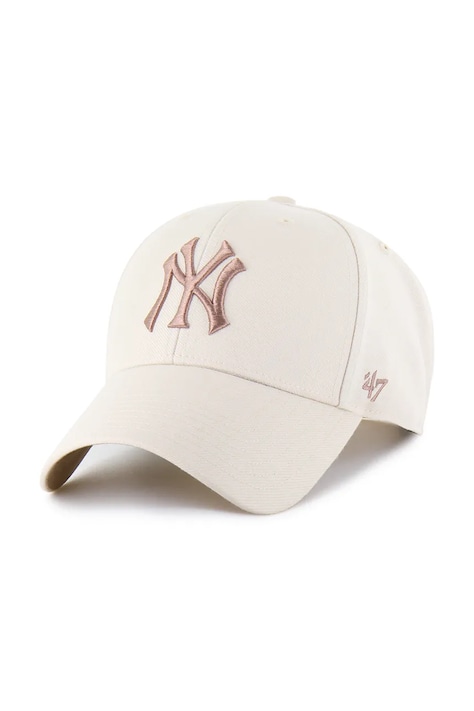 47 brand czapka z daszkiem z dodatkiem wełny MLB New York Yankees kolor beżowy B-BLPMS17WBP-NTB
