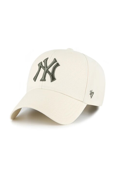 Čiapka s prímesou vlny 47 brand MLB New York Yankees béžová farba, B-MVPSP17WBP-NTAP
