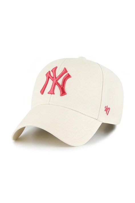 47 brand czapka z daszkiem z dodatkiem wełny MLB New York Yankees kolor beżowy B-MVPSP17WBP-NTAN