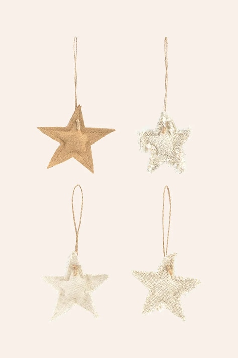 Ozdobný přívěsek Calma House Star Christmas 4-pack 10 cm béžová barva