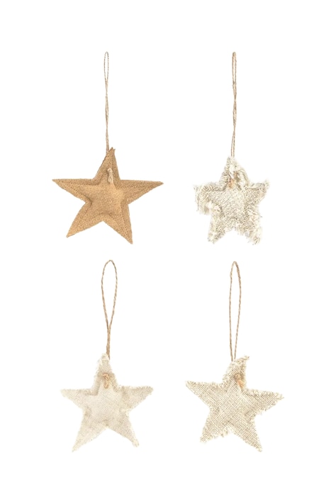 Calma House pandantiv decorativ Star Christmas 4-pack 10 cm culoarea bej