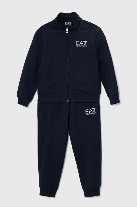 Παιδική βαμβακερή αθλητική φόρμα EA7 Emporio Armani χρώμα: μαύρο