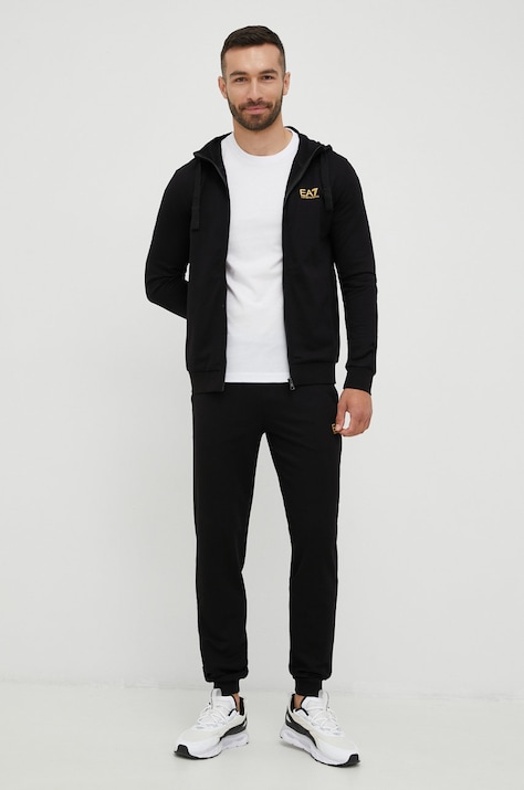 Хлопковый спортивный костюм EA7 Emporio Armani цвет чёрный