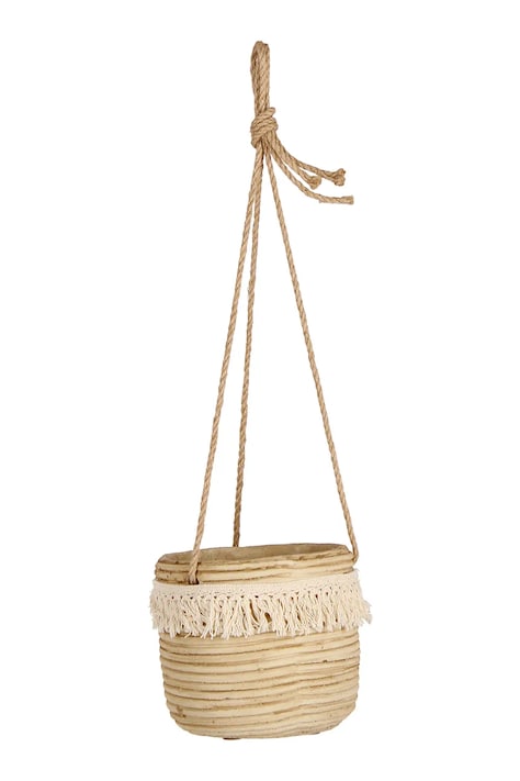 Bizzotto osłonka na doniczkę wisząca jutowa 15,5 x 14,5 cm 143220