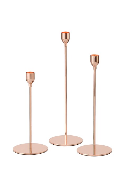 Boltze zestaw świeczników Malte 23 / 27 / 32 cm 3-pack kolor różowy