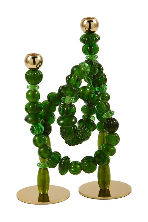Pols Potten świecznik dekoracyjny Beads 33 x 38 x 12 cm kolor zielony