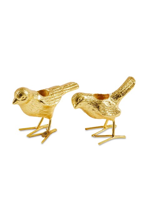 Pols Potten zestaw świeczników flock of birds 12,5 x 5 x 7 cm 2-pack kolor żółty