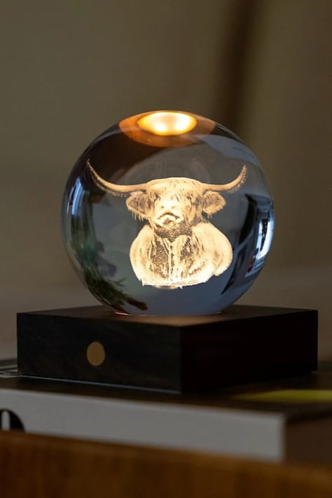 Gingko Design lampka dekoracyjna bezprzewodowa led Amber Crystal Light 9,5 x 8 x 8 cm kolor brązowy