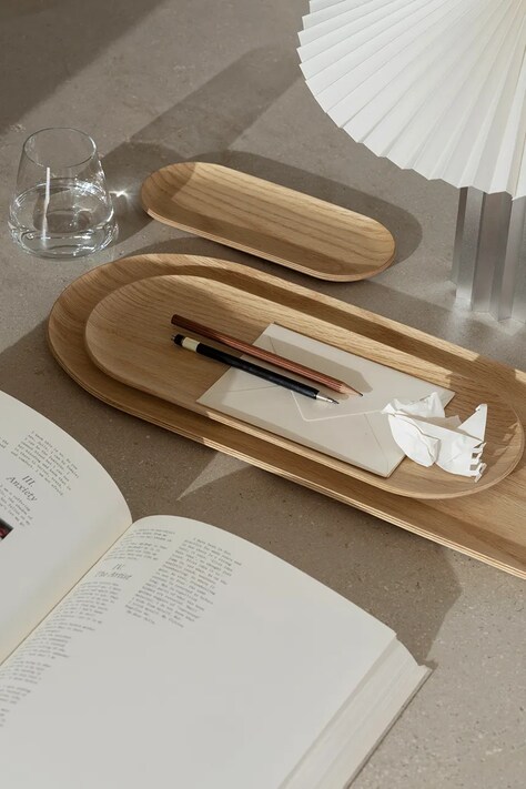 Blomus tavă decorativă Baki M/36 x 14 cm culoarea bej