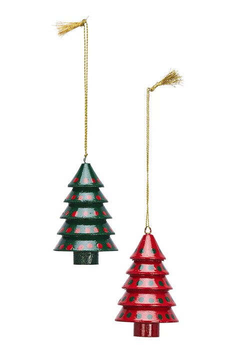 Madam Stoltz zawieszka świąteczna 5 x 7 cm 2-pack kolor multicolor