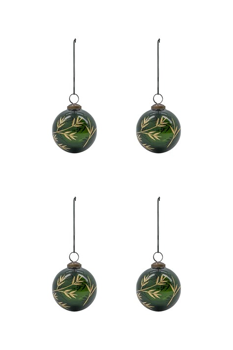 House Doctor zestaw bombek choinkowych HDLeaf 7,5 cm 4-pack kolor zielony