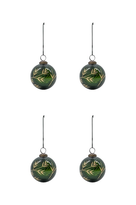 House Doctor set de globuri de crăciun HDLeaf 7,5 cm 4-pack culoarea verde