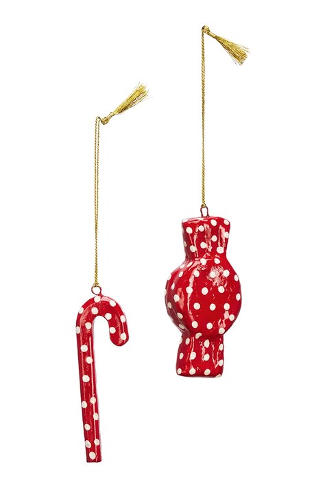 Madam Stoltz zestaw zawieszek świątecznych 9 cm 2-pack kolor czerwony