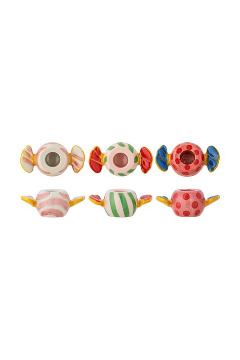 Bloomingville zestaw świeczników świątecznych Caramella 9,5 x 4,5 x 5 cm 3-pack kolor multicolor