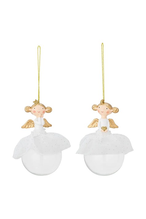 Bloomingville bombka choinkowa 6 x 11,5 cm 2-pack kolor biały
