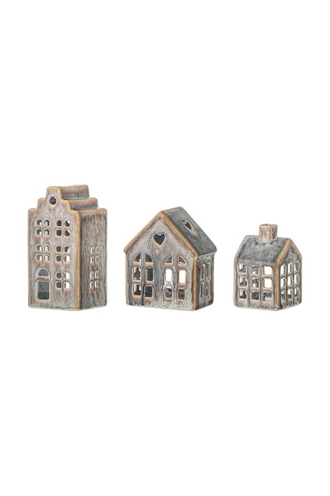 Bloomingville latarenka świąteczna Kalia Votive 10 / 11,5 / 15 cm 3-pack kolor szary