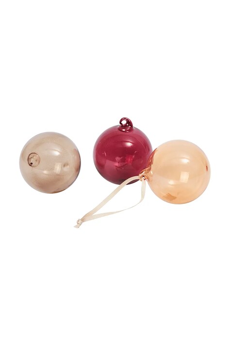 ferm LIVING bombka choinkowa M 3-pack kolor różowy