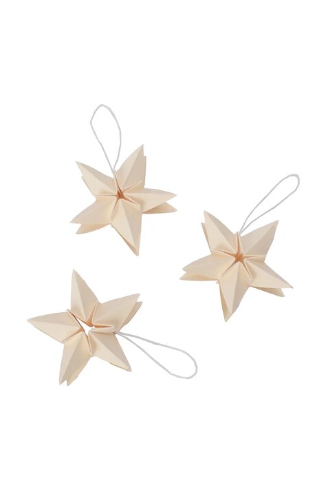 ferm LIVING zawieszka świąteczna Amanda 6 x 2,5 cm 3-pack kolor biały
