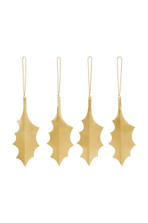 ferm LIVING ozdoba choinkowa 4-pack kolor żółty