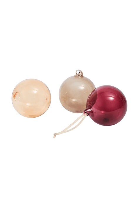 ferm LIVING bombka choinkowa L 3-pack kolor różowy
