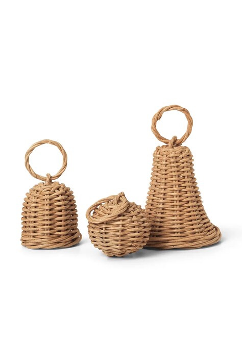 ferm LIVING ozdoba choinkowa 3-pack kolor beżowy