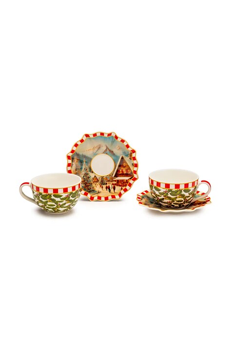 Palais Royal zestaw filiżanek ze spodkami dla 2 os. 200 ml 4 elementy kolor multicolor