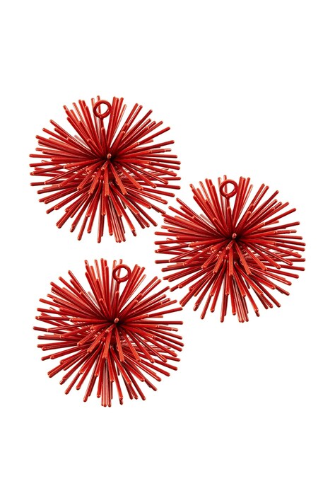 Pols Potten zestaw zawieszek świątecznych prickle ornaments 7 cm 3-pack kolor czerwony