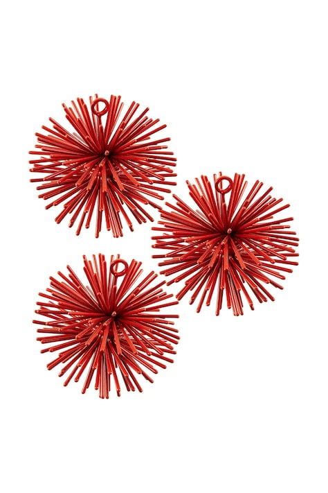 Набор праздничных подвесок Pols Potten prickle ornaments 7 cm 3 шт цвет красный