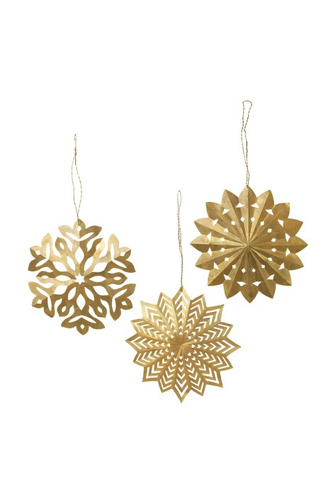 Madam Stoltz Zestaw zawieszek świątecznych mosiężnych 3-pack 15 cm 40883
