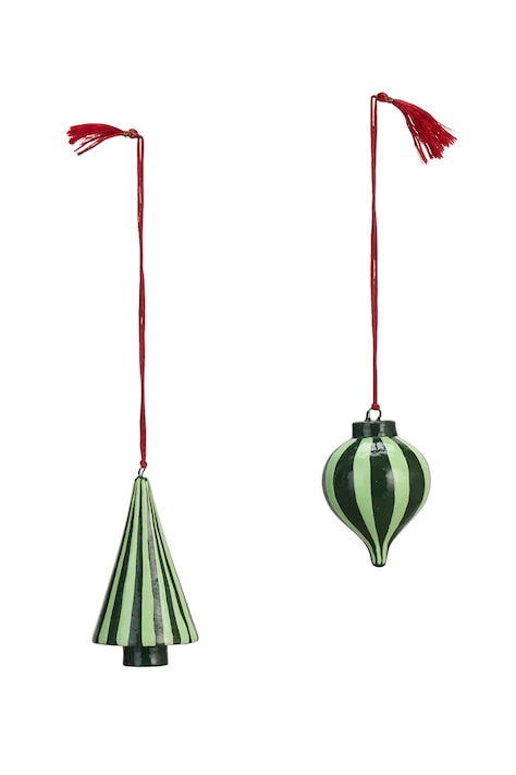 Madam Stoltz Set privjesaka za bor od drveta 2-pack 6-8 cm AL-250023A