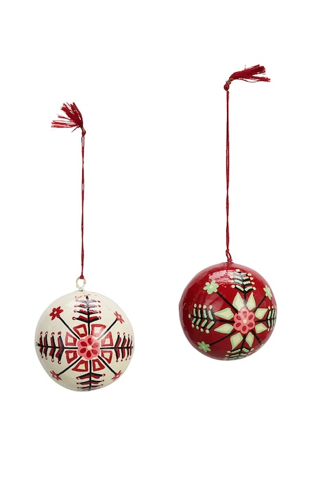 Madam Stoltz Set di palline per albero di Natale in carta pacco da 2 7 cm AL-25020AC