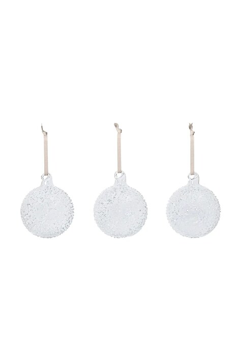 Ferm Living Zestaw bombek choinkowych ze szkła 3-pack Flurry M 1104274008