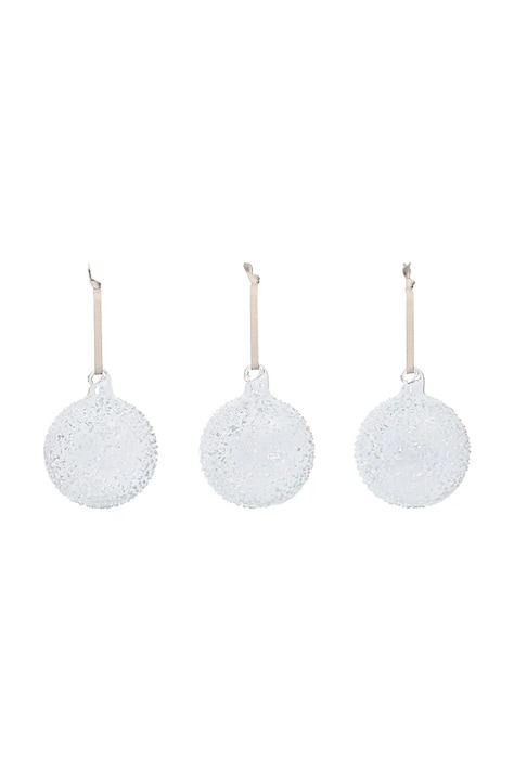 Ferm Living Zestaw bombek choinkowych ze szkła 3-pack Flurry M 1104274008