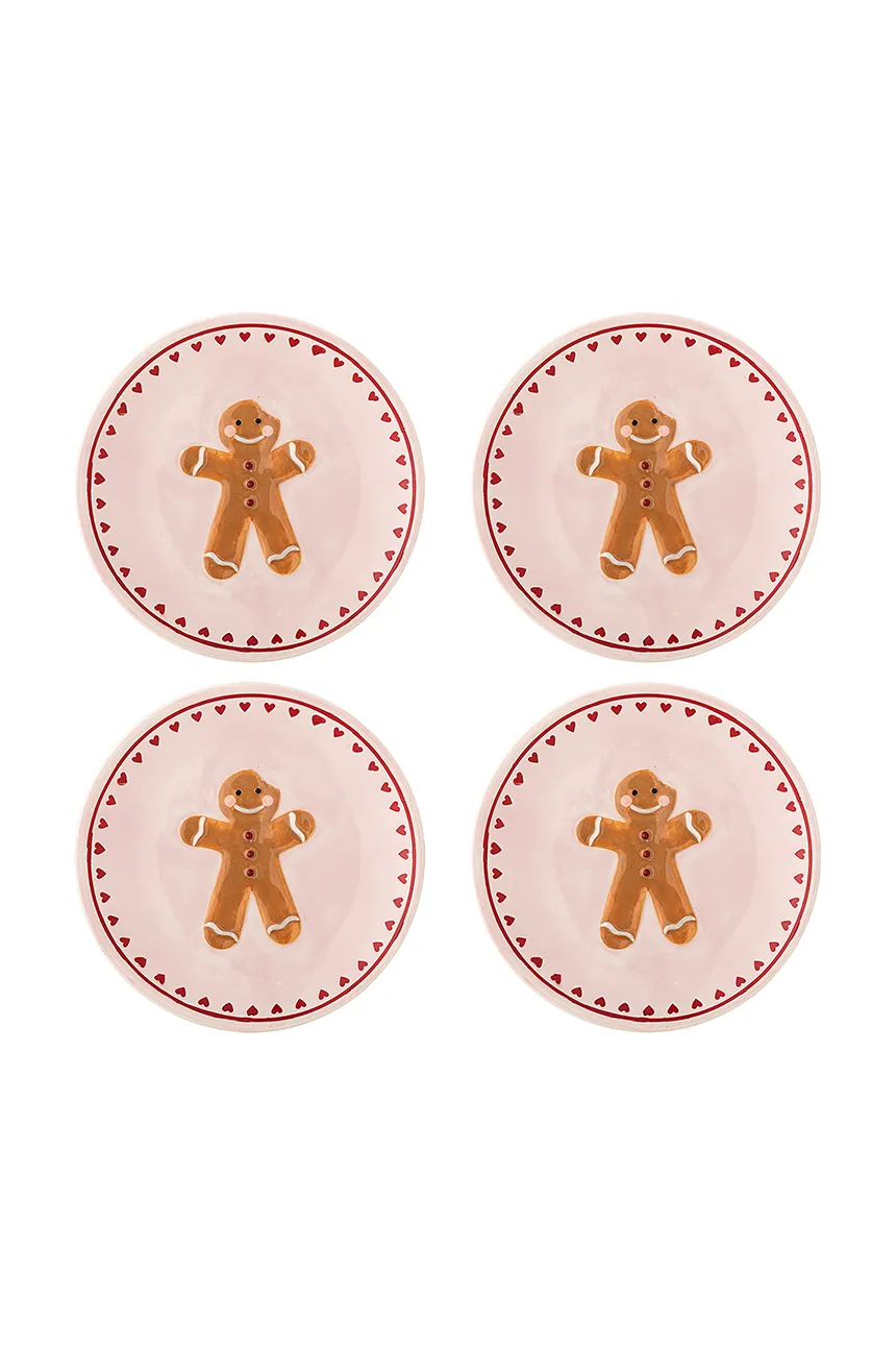 Bloomingville Zestaw talerzyków świątecznych z kamionki 4-pack Binna 16 cm 82063278