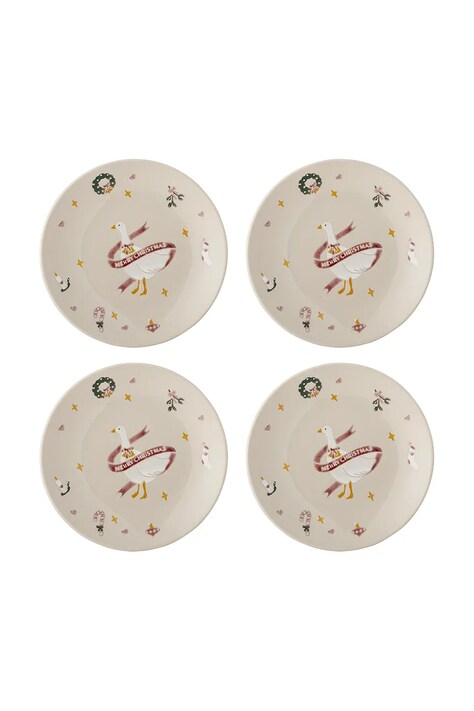 Bloomingville Zestaw talerzyków świątecznych z kamionki 4-pack Mary 16 cm 82063288