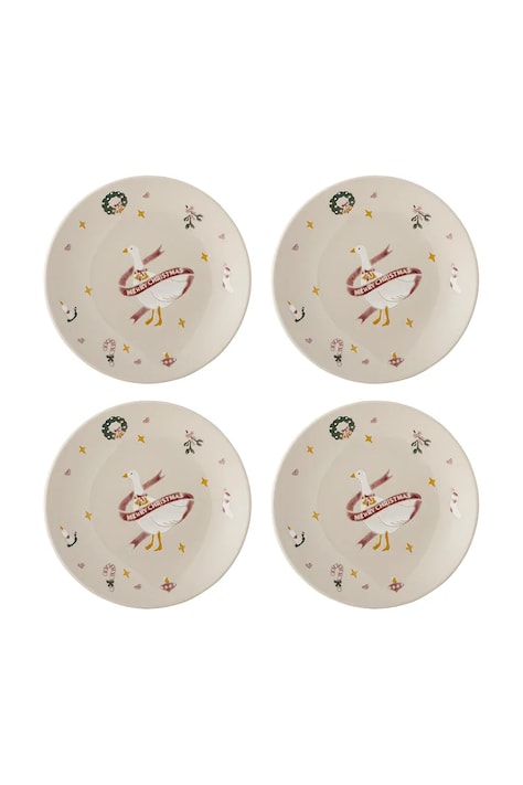 Bloomingville Zestaw talerzyków świątecznych z kamionki 4-pack Mary 16 cm 82063288