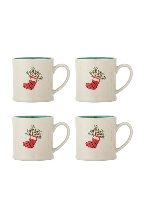 Bloomingville Zestaw kubków świątecznych z kamionki 4-pack Kenai 300 ml 82072943