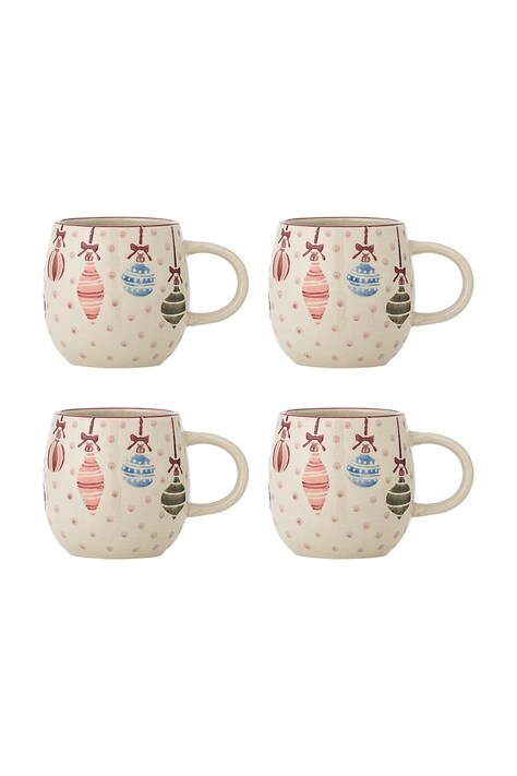 Bloomingville Zestaw kubków świątecznych z kamionki 4-pack Ornamentia 300 ml 82063283
