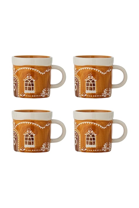 Bloomingville Zestaw kubków świątecznych z kamionki 4-pack Gina 250 ml 82063294