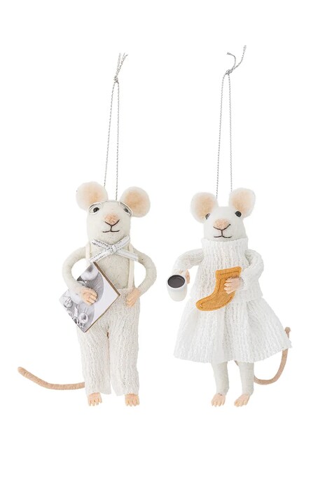 Bloomingville Zestaw zawieszek świątecznych wełnianych 2-pack Peo 82061230