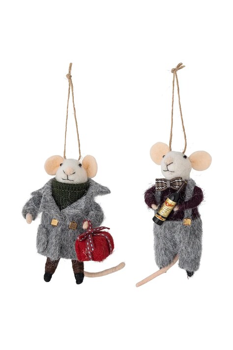 Bloomingville Zestaw zawieszek choinkowych wełnianych 2-pack Peo 82072988