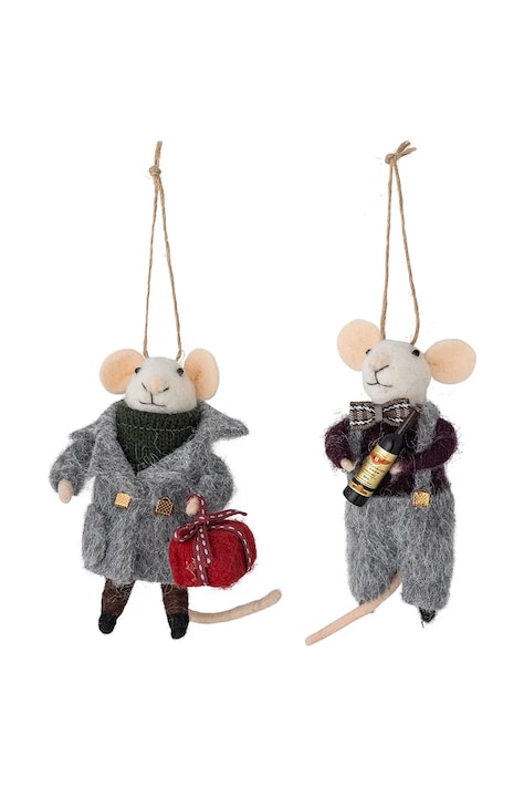 Bloomingville Zestaw zawieszek choinkowych wełnianych 2-pack Peo 82072988