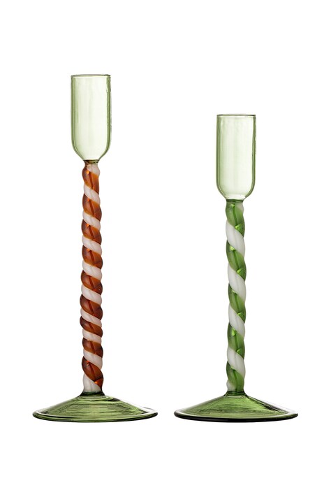 Bloomingville Zestaw świeczników świątecznych ze szkła 2-pack Swirlie 82072872
