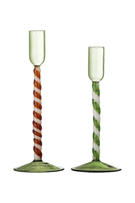 Bloomingville Zestaw świeczników świątecznych ze szkła 2-pack Swirlie 82072872