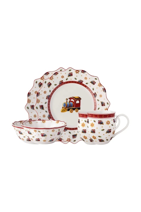 Villeroy & Boch Zestaw śniadaniowy świąteczny z porcelany Toy's Delight 14-8585-7288