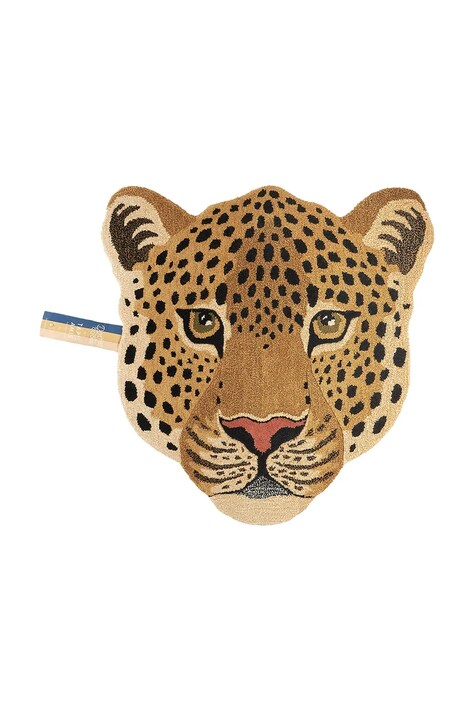 Μάλλινο χαλί Doing Goods Himani Leopard Head χρώμα: κίτρινο
