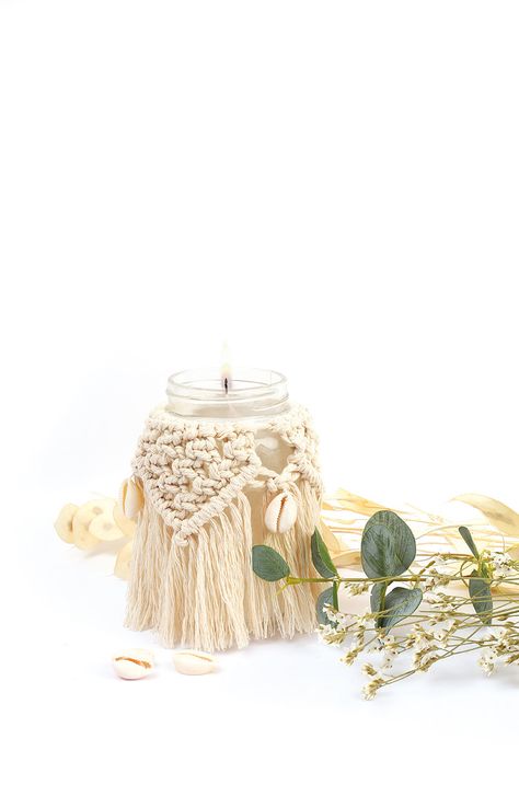 Graine Creative DIY komplet za izdelavo sveč iz makrame materiala Bohemian Macrame Candle