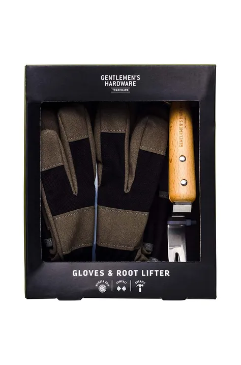 Set za vrtnarjenje Gentlemen's Hardware Leather Gloves & Root Lifter 2-pack