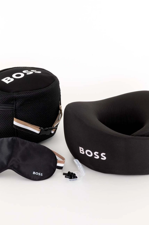 Cestovní sada - páska na oči, polštářek pod krk a špunty do uší BOSS Black Travel Kit 3-pack